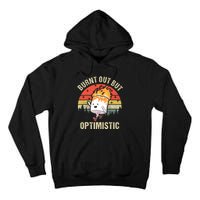 Burnt Out But Optimistic Funny Marshmallow For Camping Retro Tall Hoodie