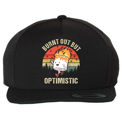 Burnt Out But Optimistic Funny Marshmallow For Camping Retro Wool Snapback Cap