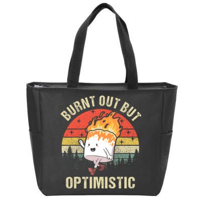 Burnt Out But Optimistic Funny Marshmallow For Camping Retro Zip Tote Bag