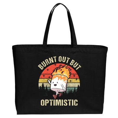 Burnt Out But Optimistic Funny Marshmallow For Camping Retro Cotton Canvas Jumbo Tote