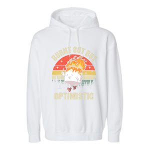 Burnt Out But Optimistic Funny Marshmallow For Camping Retro Garment-Dyed Fleece Hoodie