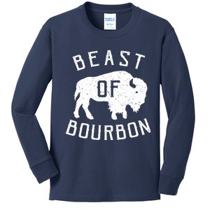 Beast Of Bourbon Drinking Whiskey Design Bison Buffalo Party Kids Long Sleeve Shirt