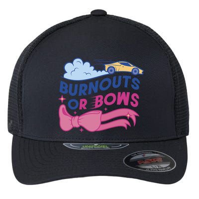 Burnouts Or Bows Gender Reveal Flexfit Unipanel Trucker Cap