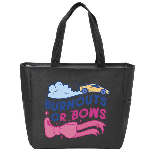 Burnouts Or Bows Gender Reveal Zip Tote Bag