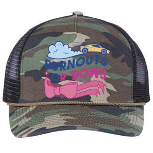 Burnouts Or Bows Gender Reveal Retro Rope Trucker Hat Cap