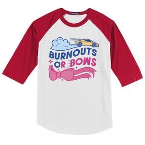 Burnouts Or Bows Gender Reveal Kids Colorblock Raglan Jersey