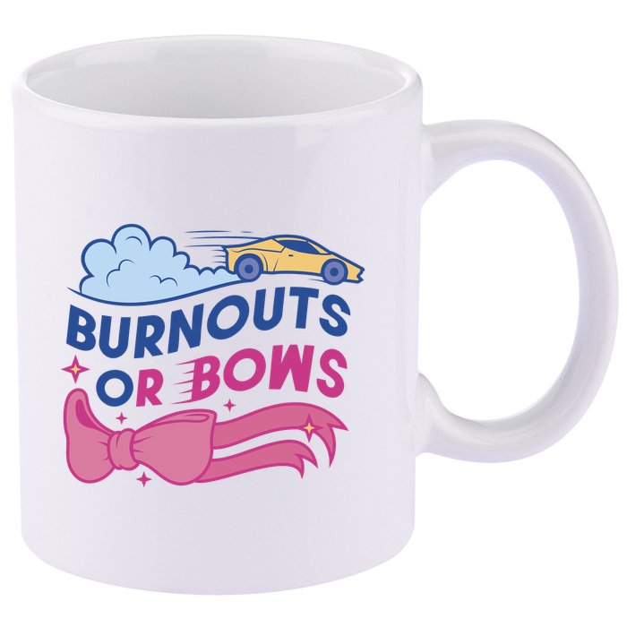 Burnouts Or Bows Gender Reveal 11oz C Handle Ceramic Mug