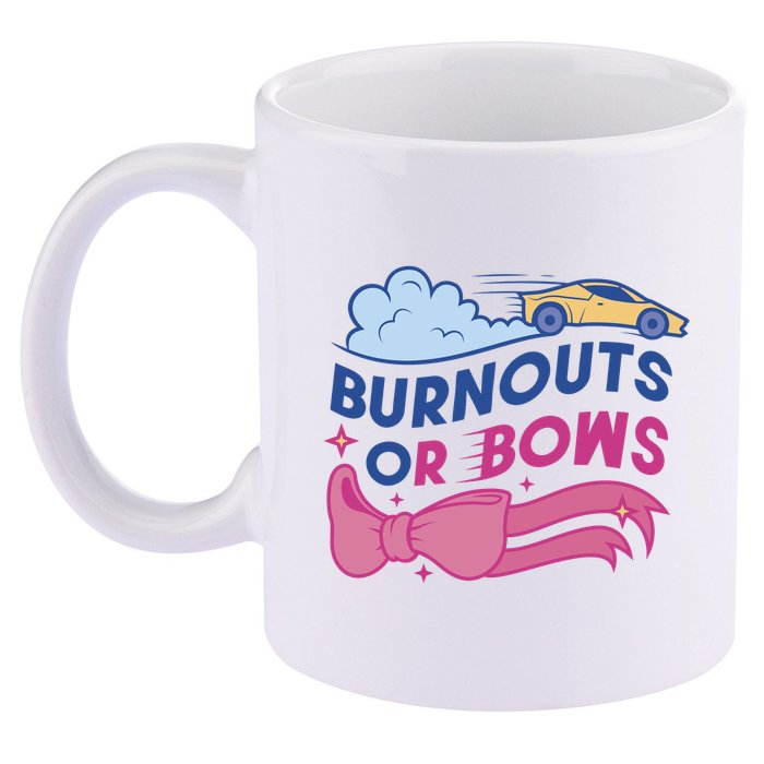 Burnouts Or Bows Gender Reveal 11oz C Handle Ceramic Mug