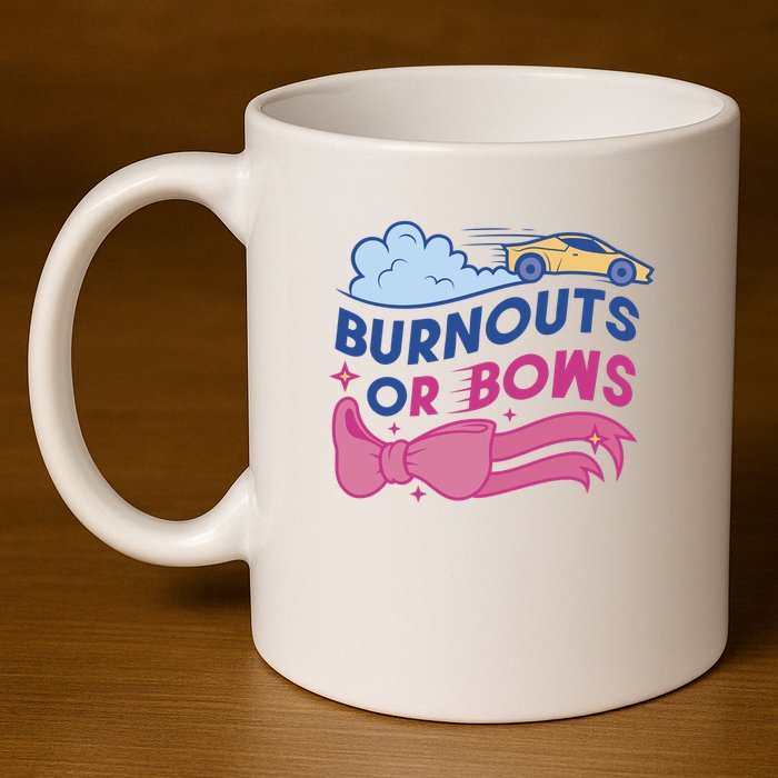 Burnouts Or Bows Gender Reveal 11oz C Handle Ceramic Mug