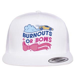 Burnouts Or Bows Gender Reveal Flat Bill Trucker Hat