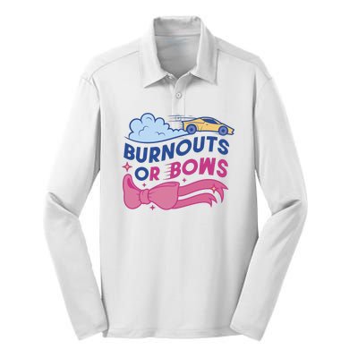 Burnouts Or Bows Gender Reveal Silk Touch Performance Long Sleeve Polo