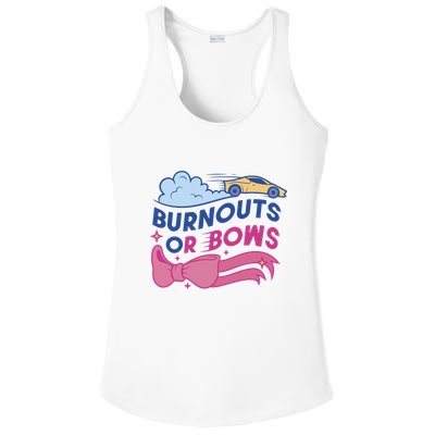 Burnouts Or Bows Gender Reveal Ladies PosiCharge Competitor Racerback Tank