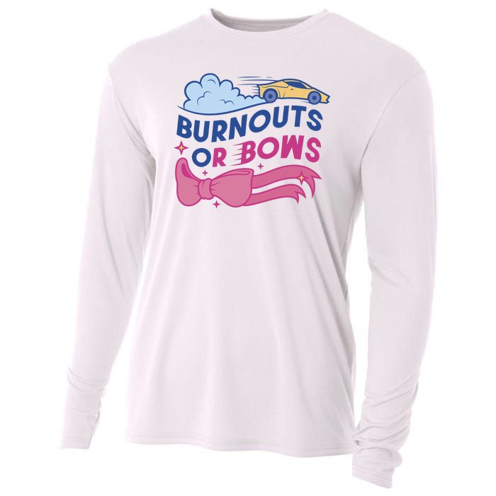 Burnouts Or Bows Gender Reveal Cooling Performance Long Sleeve Crew