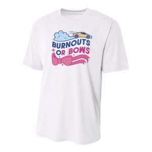 Burnouts Or Bows Gender Reveal Youth Performance Sprint T-Shirt