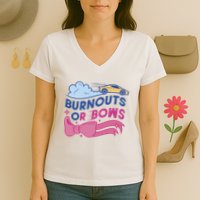 Burnouts Or Bows Gender Reveal Women's V-Neck T-Shirt
