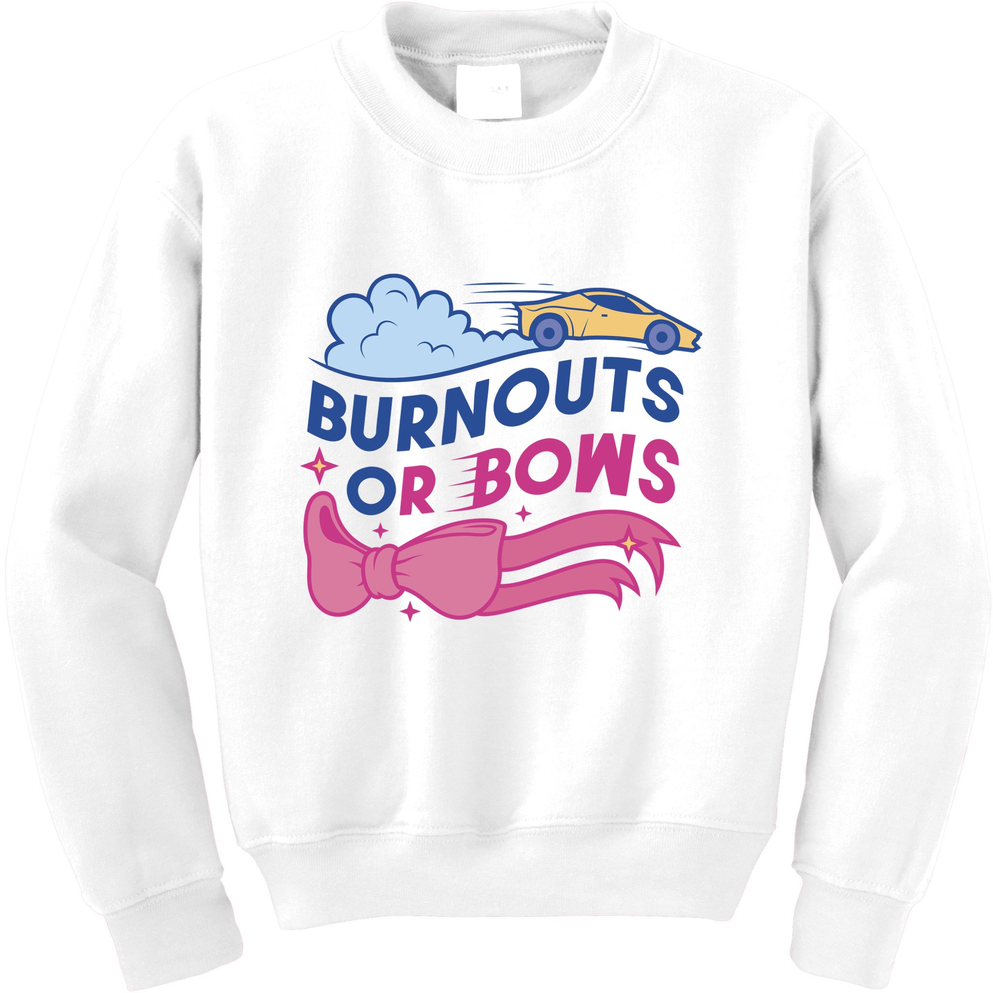 Burnouts Or Bows Gender Reveal Kids Sweatshirt