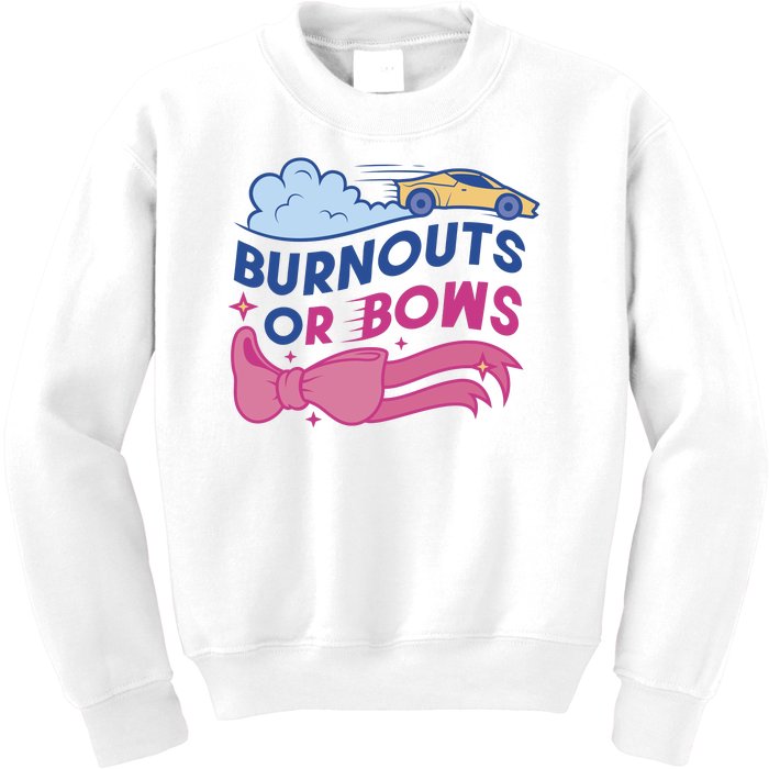 Burnouts Or Bows Gender Reveal Kids Sweatshirt