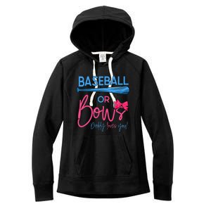 Baseball Or Bows Gender Reveal Party Idea for dad Women's Fleece Hoodie