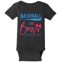 Baseball Or Bows Gender Reveal Party Idea for dad Baby Bodysuit