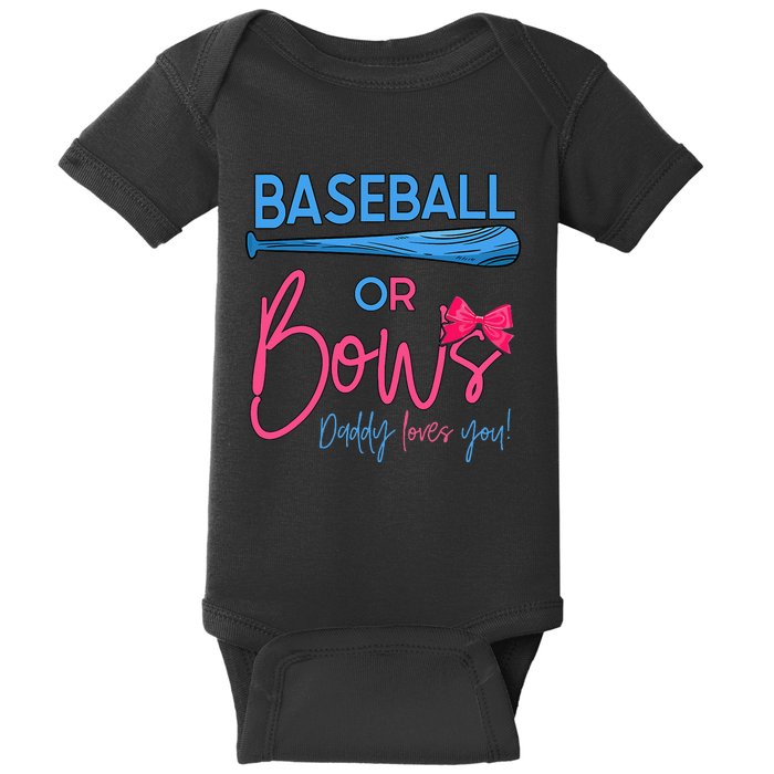 Baseball Or Bows Gender Reveal Party Idea for dad Baby Bodysuit