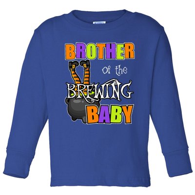 Brother Of Brewing Baby Halloween Theme Baby Shower Spooky Toddler Long Sleeve Shirt