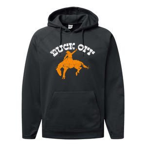 Buck Off Bucking Western Rodeo Cowboy Bronc Rider Performance Fleece Hoodie