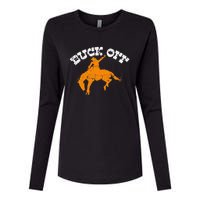 Buck Off Bucking Western Rodeo Cowboy Bronc Rider Womens Cotton Relaxed Long Sleeve T-Shirt