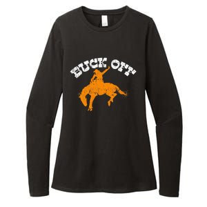 Buck Off Bucking Western Rodeo Cowboy Bronc Rider Womens CVC Long Sleeve Shirt