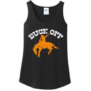 Buck Off Bucking Western Rodeo Cowboy Bronc Rider Ladies Essential Tank