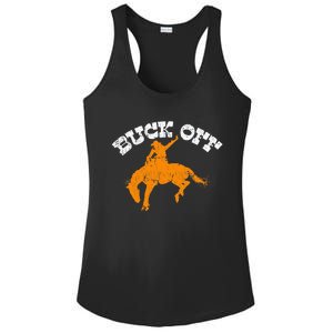 Buck Off Bucking Western Rodeo Cowboy Bronc Rider Ladies PosiCharge Competitor Racerback Tank