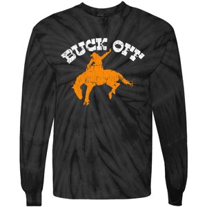 Buck Off Bucking Western Rodeo Cowboy Bronc Rider Tie-Dye Long Sleeve Shirt