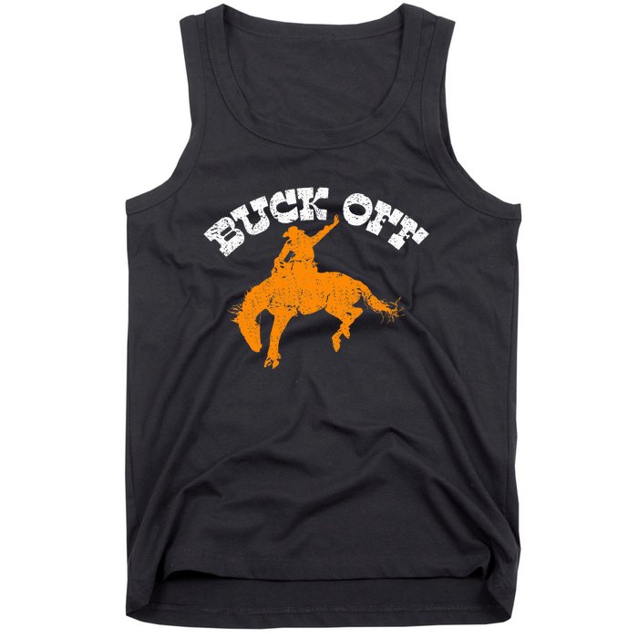 Buck Off Bucking Western Rodeo Cowboy Bronc Rider Tank Top