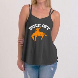 Buck Off Bucking Western Rodeo Cowboy Bronc Rider Women's Strappy Tank