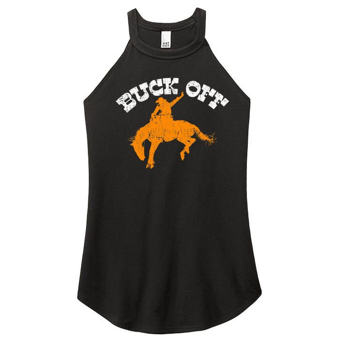 Buck Off Bucking Western Rodeo Cowboy Bronc Rider Women's Perfect Tri Rocker Tank