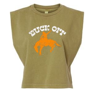 Buck Off Bucking Western Rodeo Cowboy Bronc Rider Garment-Dyed Women's Muscle Tee