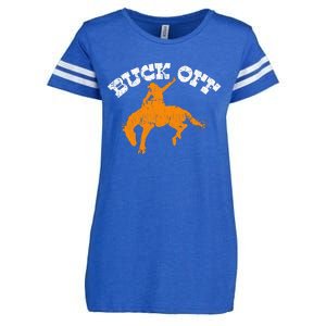 Buck Off Bucking Western Rodeo Cowboy Bronc Rider Enza Ladies Jersey Football T-Shirt