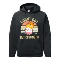 Burnt Out But Optimistic Retro Vintage Sunset Performance Fleece Hoodie