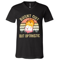 Burnt Out But Optimistic Retro Vintage Sunset V-Neck T-Shirt