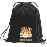 Burnt Out But Optimistic Retro Vintage Sunset Sweatshirt Cinch Pack Bag