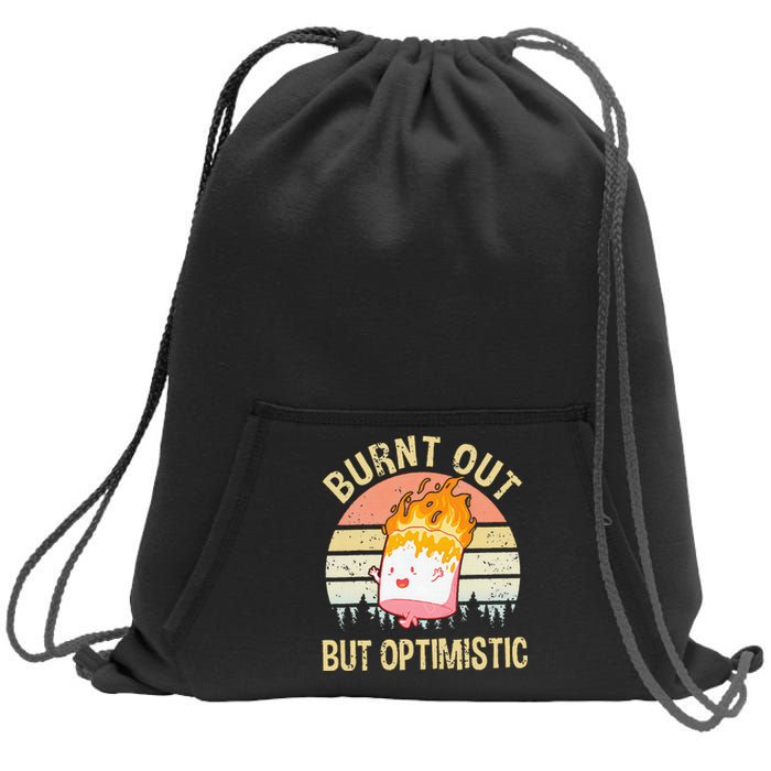 Burnt Out But Optimistic Retro Vintage Sunset Sweatshirt Cinch Pack Bag