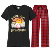 Burnt Out But Optimistic Retro Vintage Sunset Women's Flannel Pajama Set