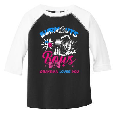 Burnouts Or Bows Gender Reveal Baby Party Announce Grandma Toddler Fine Jersey T-Shirt