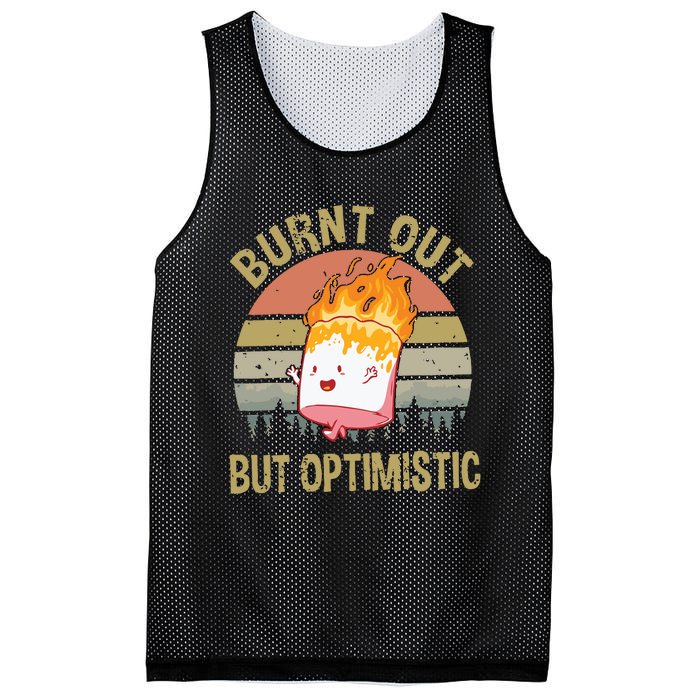 Burnt Out But Optimistic Retro Vintage Sunset Mesh Reversible Basketball Jersey Tank