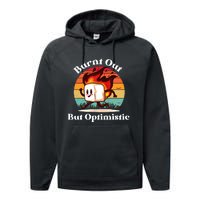 Burnt Out But Optimistic Retro Vintage Sunset Performance Fleece Hoodie