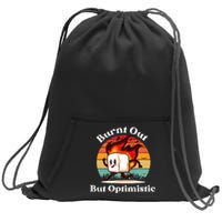 Burnt Out But Optimistic Retro Vintage Sunset Sweatshirt Cinch Pack Bag