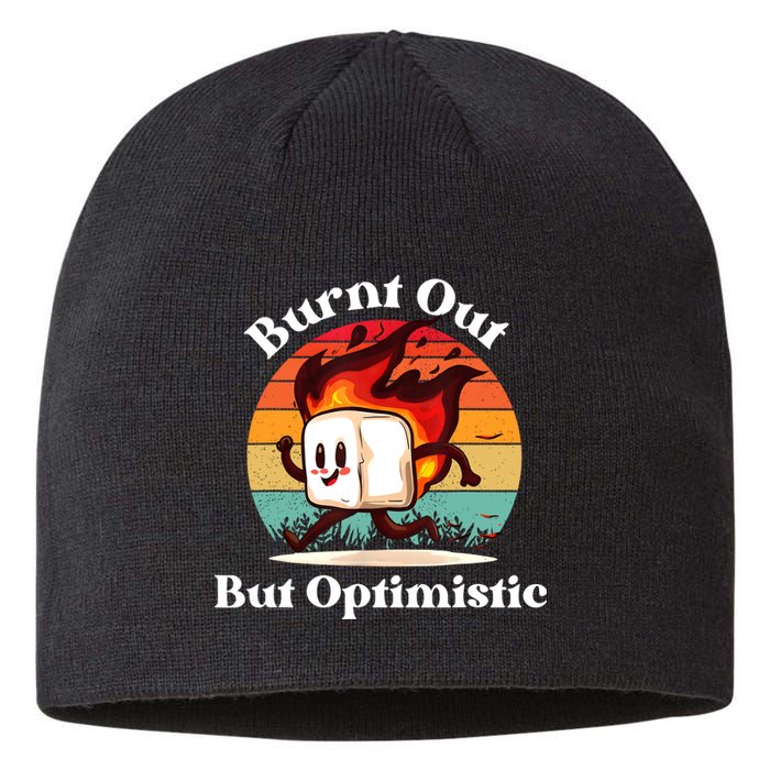 Burnt Out But Optimistic Retro Vintage Sunset Sustainable Beanie