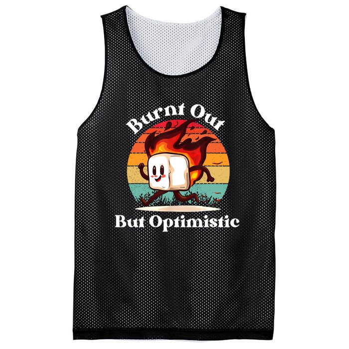 Burnt Out But Optimistic Retro Vintage Sunset Mesh Reversible Basketball Jersey Tank