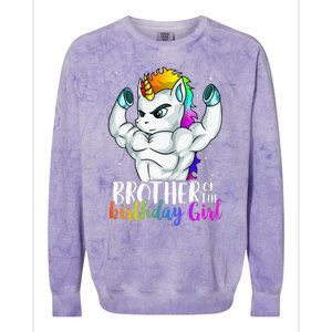 Brother Of Birthday Girl Unicorn Son Grandkid Nephew Colorblast Crewneck Sweatshirt