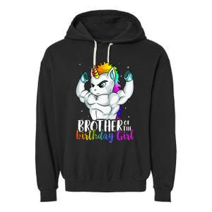 Brother Of Birthday Girl Unicorn Son Grandkid Nephew Garment-Dyed Fleece Hoodie