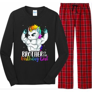 Brother Of Birthday Girl Unicorn Son Grandkid Nephew Long Sleeve Pajama Set